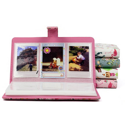 Pink Flamingo Pattern 3 inch DIY PU Mini Creativity Insert Type 32 Pages Exquisite Photo Album for Polaroid