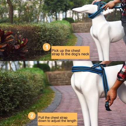 Pet Dogs A7 Reflective Polyester Chest Harness Lead Leash Traction Big Dogs Safety Chain Rope Collar, Size: L, 2.5*68*84cm, Size: L, 2.5*68*84cm - DealBuddy
