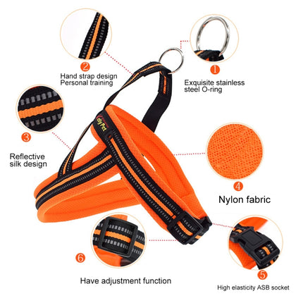 Pet Dogs A7 Reflective Polyester Chest Harness Lead Leash Traction Big Dogs Safety Chain Rope Collar, Size: S, 2.0*50*62cm, Size: S, 2.0*50*62cm - DealBuddy