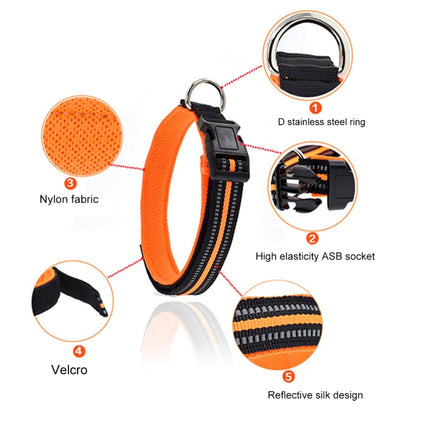 Pet Dogs Polyester Reflective Breathable Pets Collar Traction Lead Leash, Size: M, 2.5*42*47cm, Size: M, 2.5*42*47cm - DealBuddy