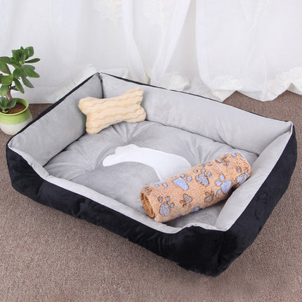 Dog Bone Pattern Big Soft Warm Kennel Pet Dog Cat Mat Blanket, with Blanket Size: S, 60×45×15cm, Size: S - DealBuddy