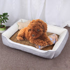 Dog Bone Pattern Big Soft Warm Kennel Pet Dog Cat Mat Blanket, with Rattan Mat & Blanket Size: L, 80×60×15cm, Size: L - DealBuddy