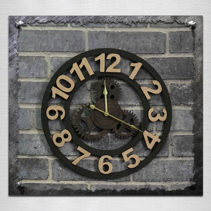 Originality American Industrial Style Wood Vintage Old Gear Wall Clock