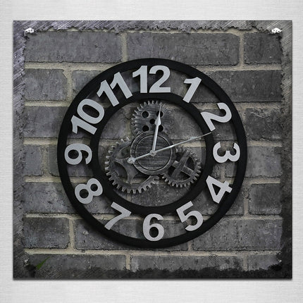 Originality American Industrial Style Wood Vintage Old Gear Wall Clock