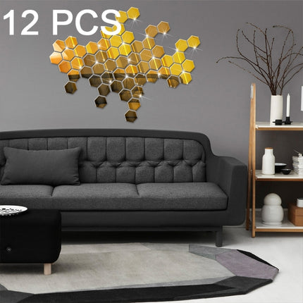 12 PCS 3D Hexagonal Mirror Wall Stickers Set, Size: 8*8cm, Size: 8*8cm (Black), Size: 8*8cm(Gold), Size: 8*8cm(Blue), Size: 8*8cm(Silver) - DealBuddy