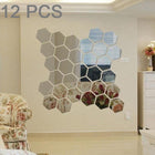 12 PCS 3D Hexagonal Mirror Wall Stickers Set, Size: 8*8cm