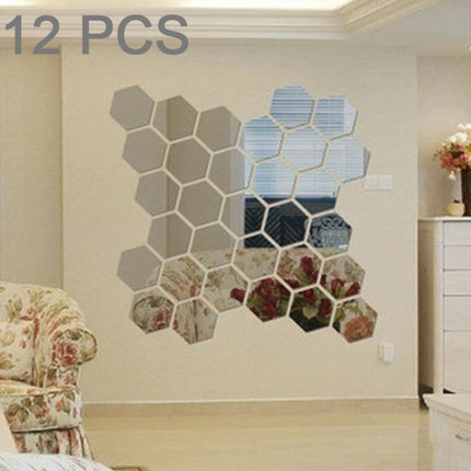 12 PCS 3D Hexagonal Mirror Wall Stickers Set, Size: 8*8cm, Size: 8*8cm (Black), Size: 8*8cm(Gold), Size: 8*8cm(Blue), Size: 8*8cm(Silver) - DealBuddy