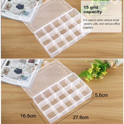 Removable Grid Compartment Plastic Box Organizerfor Jewelry Earring Fishing Hook Small Accessories, Size: Large, 15 Slots