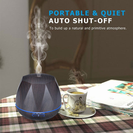 Peach Shape Wood Grain Remote Control Ultrasonic Humidifier Aromatherapy Machine Automatic Alcohol Sprayer with LED Lights, Capacity: 400mL, EU Plug (Dark Wood Color), Diamond Dark Wood Color, Diamond Light Wood Color, Peach Shape Dark Wood Color - DealBuddy