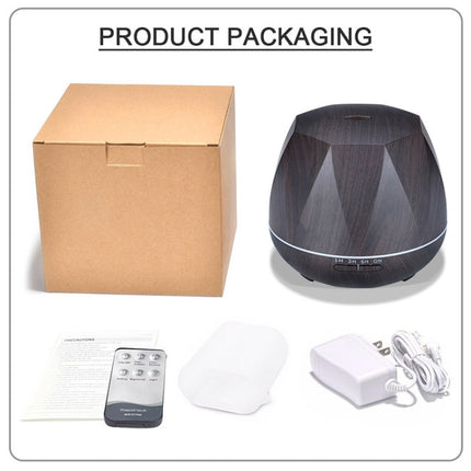 Peach Shape Wood Grain Remote Control Ultrasonic Humidifier Aromatherapy Machine Automatic Alcohol Sprayer with LED Lights, Capacity: 400mL, EU Plug (Dark Wood Color), Diamond Dark Wood Color, Diamond Light Wood Color, Peach Shape Dark Wood Color - DealBuddy