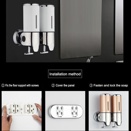 Triple Hotel Shower Manual Dispenser Wall Mounted Washing Liquid Shampoo Soap Bottle, Capacity: 1200ml, 1200ml/Black, 1200ml/Gold, 1200ml/Red, 1200ml/Silver, 1200ml/Transparent, 1200ml/White - DealBuddy