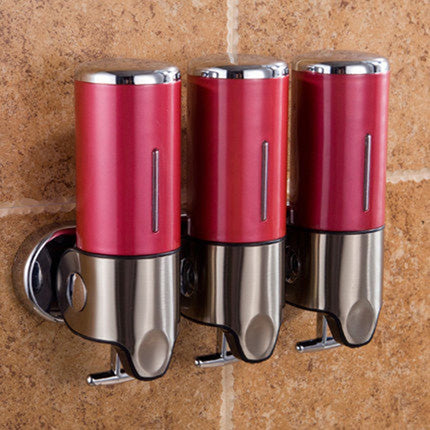 Triple Hotel Shower Manual Dispenser Wall Mounted Washing Liquid Shampoo Soap Bottle, Capacity: 1200ml, 1200ml/Red, 1200ml/Silver, 1200ml/Transparent, 1200ml/White, 1200ml/Black, 1200ml/Gold
