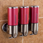 Triple Hotel Shower Manual Dispenser Wall Mounted Washing Liquid Shampoo Soap Bottle, Capacity: 1200ml, 1200ml/Red, 1200ml/Silver, 1200ml/Transparent, 1200ml/White, 1200ml/Black, 1200ml/Gold