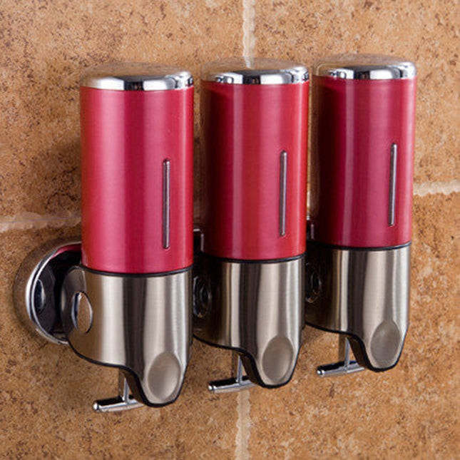 Triple Hotel Shower Manual Dispenser Wall Mounted Washing Liquid Shampoo Soap Bottle, Capacity: 1200ml, 1200ml/Red, 1200ml/Silver, 1200ml/Transparent, 1200ml/White, 1200ml/Black, 1200ml/Gold