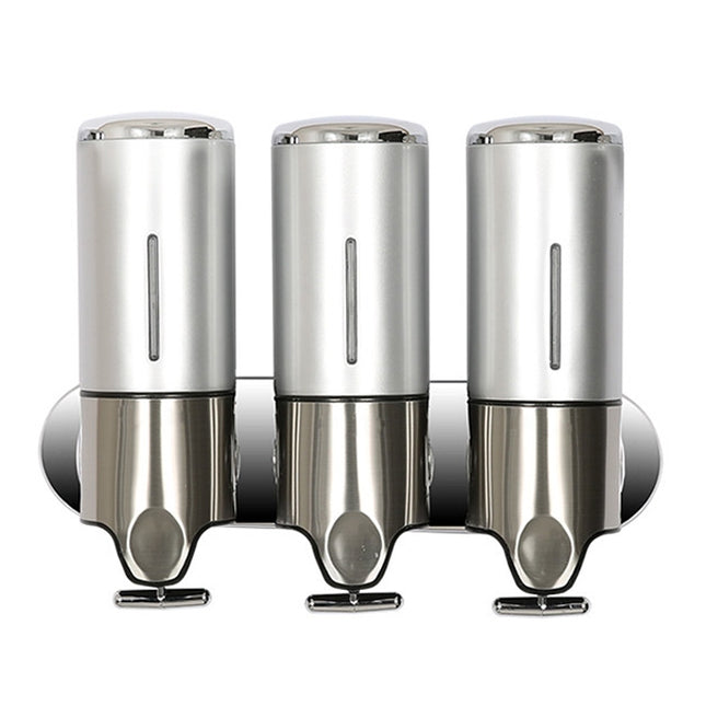 Triple Hotel Shower Manual Dispenser Wall Mounted Washing Liquid Shampoo Soap Bottle, Capacity: 1200ml, 1200ml/Silver, 1200ml/Transparent, 1200ml/White, 1200ml/Black, 1200ml/Gold, 1200ml/Red