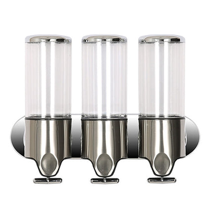 Triple Hotel Shower Manual Dispenser Wall Mounted Washing Liquid Shampoo Soap Bottle, Capacity: 1200ml, 1200ml/Silver, 1200ml/Transparent, 1200ml/White, 1200ml/Black, 1200ml/Gold, 1200ml/Red