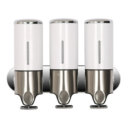 Triple Hotel Shower Manual Dispenser Wall Mounted Washing Liquid Shampoo Soap Bottle, Capacity: 1200ml, 1200ml/Silver, 1200ml/Transparent, 1200ml/White, 1200ml/Black, 1200ml/Gold, 1200ml/Red