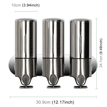 Triple Hotel Shower Manual Dispenser Wall Mounted Washing Liquid Shampoo Soap Bottle, Capacity: 1200ml