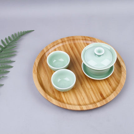 Household Creative Simple Round Bamboo Tea Tray Mini Tea Table, Diameter: 30cm