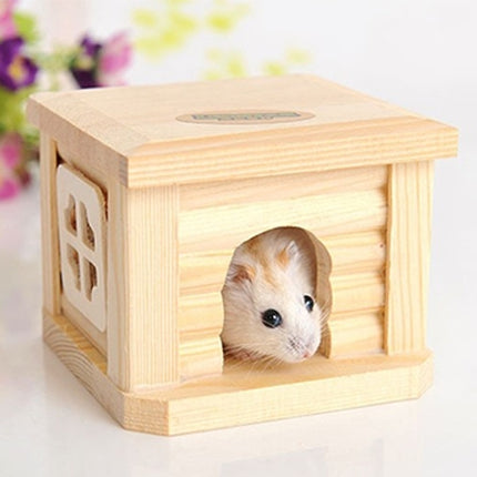 Pet Flat Roof Wooden House Hut Pets Cage for Small Animal Rabbit Hamster, Flat Roof Wooden House - DealBuddy