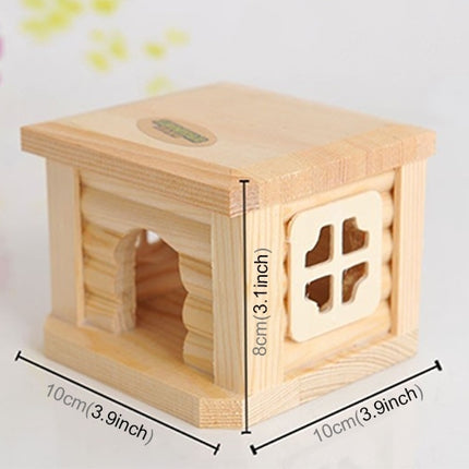Pet Flat Roof Wooden House Hut Pets Cage for Small Animal Rabbit Hamster, Flat Roof Wooden House - DealBuddy