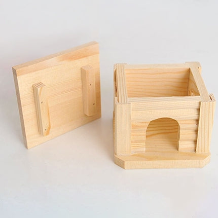 Pet Flat Roof Wooden House Hut Pets Cage for Small Animal Rabbit Hamster, Flat Roof Wooden House - DealBuddy