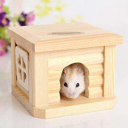 Pet Flat Roof Wooden House Hut Pets Cage for Small Animal Rabbit Hamster, Flat Roof Wooden House - DealBuddy