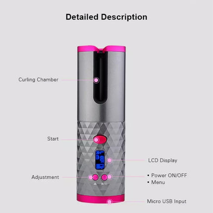USB Charging Automatic Hair Curler Portable Mini Wireless Multi-function Curling Iron with LCD Display - DealBuddy