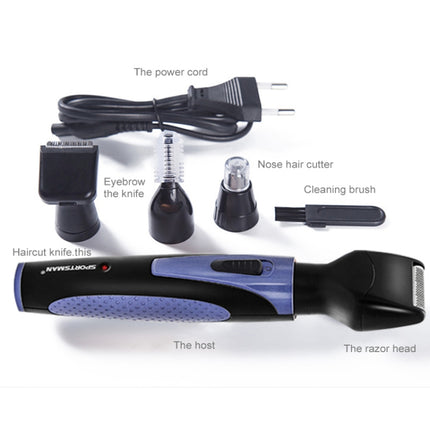 SPORTSMAN Four-in-one USB Rechargeable Ear Nose Trimmer Beard Face Shaver Eyebrows Hair Trimmer For Men(blue USB type)