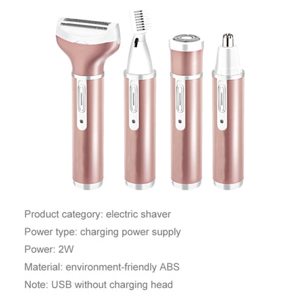 4 In 1  USB Rechargeable Vibrissa Eyebrows Trimmer Body Hair Denuding Machine Set with USB Cable