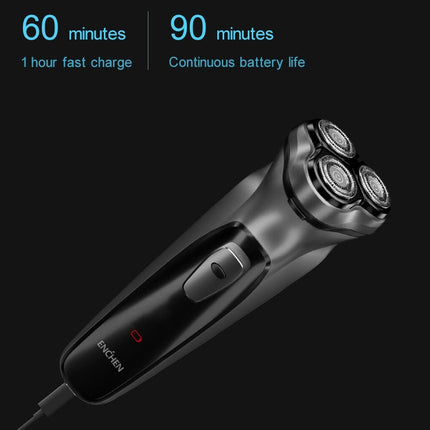 Original Xiaomi ENCHEN Water Proof Triple Rotary Double Ring Blade Shaving Head Electric Rechargeable Shaver For Men
