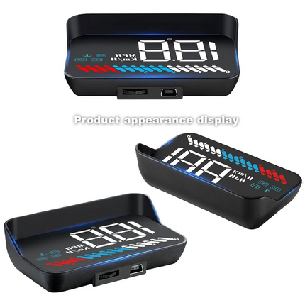 M7 OBD2 HUD – HD White Head-Up Display, Speed + RPM + Temp + Multi-Mode Driving View