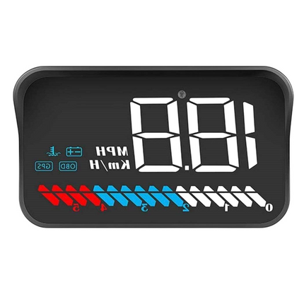 M7 OBD2 HUD – HD White Head-Up Display, Speed + RPM + Temp + Multi-Mode Driving View