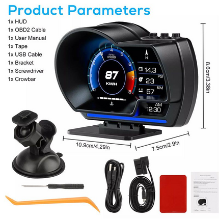 P6 OBD2 + GPS Smart HUD – Digital Head-Up Display for Speed, RPM, Temp & Alarms