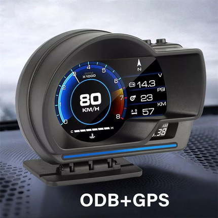 P6 OBD2 + GPS Smart HUD – Digital Head-Up Display for Speed, RPM, Temp & Alarms