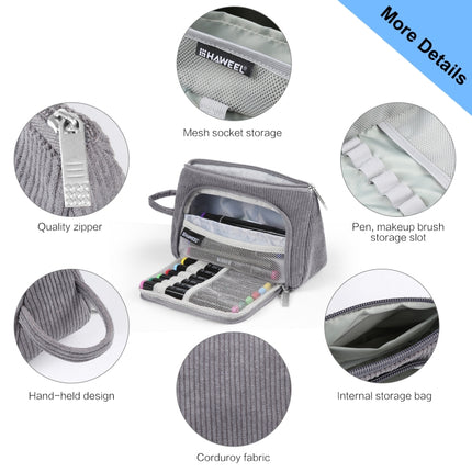 HAWEEL Corduroy Triangular Pen Case Makeup Pouch Travel Cosmetic Organizer Bag