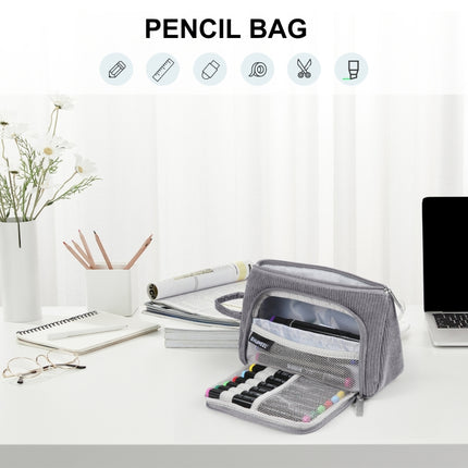 HAWEEL Corduroy Triangular Pen Case Makeup Pouch Travel Cosmetic Organizer Bag