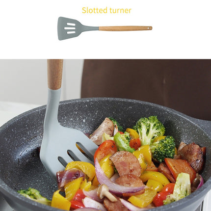 Silicone Wood Handle Leak Shovel Heat-resistant Cooking Shovel Kitchen Tools