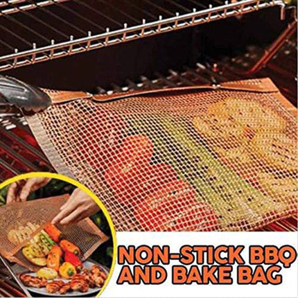 Barbecue Heat Resistant Non-stick Grilling Mesh BBQ Baking Bag, Size: 27 x 22cm (Copper)