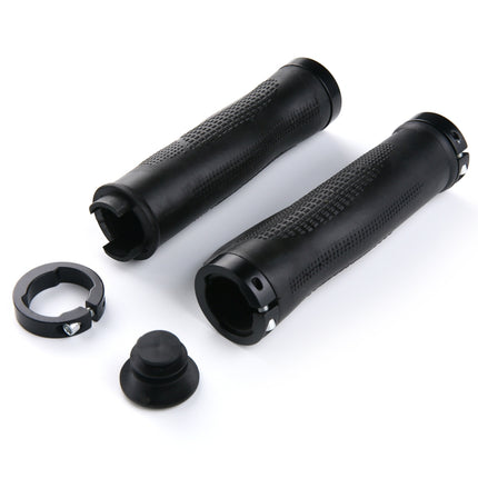 1 Pair AG21 Rubber +  Alloy Lock-Rings Bicycle Flat Handlebar Grip