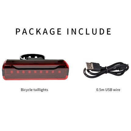 A02 Bicycle Taillight Bicycle Riding Motorcycle Electric Car LED Mountain Bike USB Charging Safety Warning Light (50 Hours, Plastic Bag)