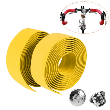 1 Pair Cycling Road Bike Sports Bicycle Cork Handlebar Tape Wrap + 2 Bar Plug, 2m Black, 2m Pink, 2m Green, 2m Blue, 2m White, 2m Yellow