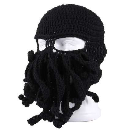 Amurleopard Unisex Barbarian Knit Beanie Octopus Tentacle Cap Winter Warm Face Mask Crochet Hat