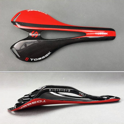 TOSEEK Road Bike Carbon Fiber Seat Bicycle Hollow Seat Saddle, 3K Texture + Extinction, Extinction(Orange), Extinction(Red), Extinction(Yellow) - DealBuddy