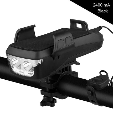 USB Charging Bicycle Light Front Handlebar Led Light , with Holder & Electric Horn, 2400mAh Battery
