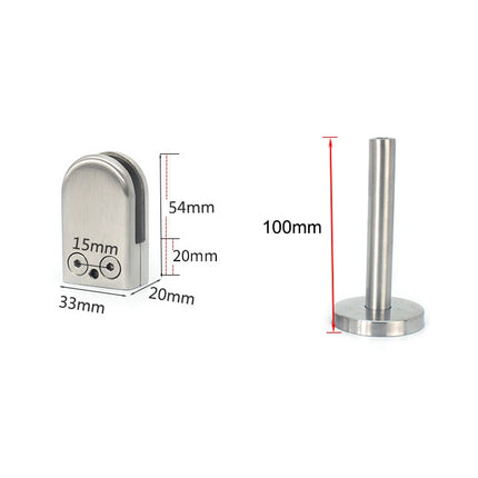 201 Stainless Steel Glass Fish Mouth Support Rod Fixing Clip with 14x100mm Rod, Specification: S
