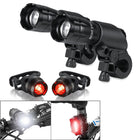 5W Mountain Bike Headlight Charging Zoom Glare Waterproof Flashlight Set Car Headlight x 2 + Taillight x 2 (Set Three)