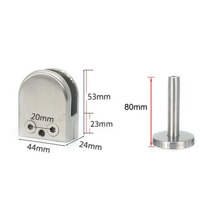 201 Stainless Steel Glass Fish Mouth Support Rod Fixing Clip with 14x80mm Rod, Specification: M