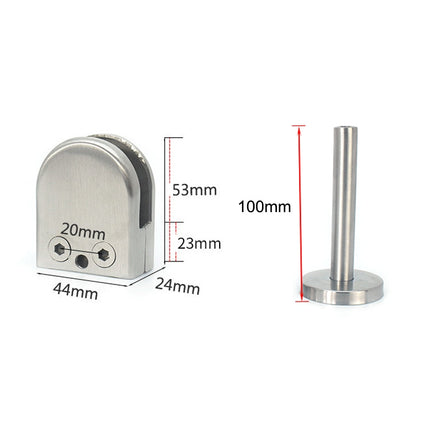 201 Stainless Steel Glass Fish Mouth Support Rod Fixing Clip with 14x100mm Rod, Specification: M
