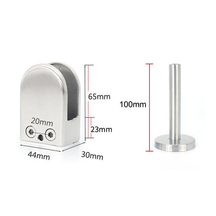 304 Stainless Steel Glass Fish Mouth Support Rod Fixing Clip with 14x100mm Rod, Specification: XL
